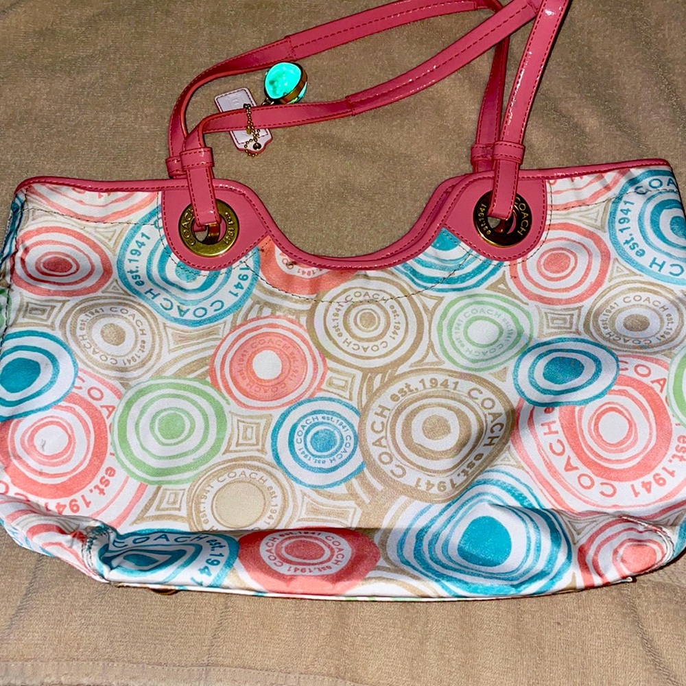 Coach like new multi color tote bag